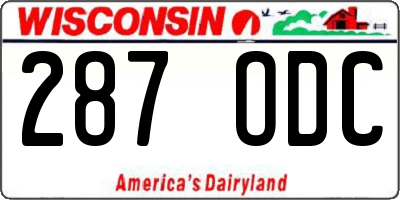 WI license plate 287ODC