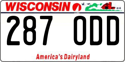 WI license plate 287ODD