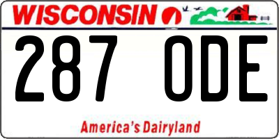 WI license plate 287ODE