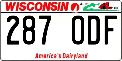 WI license plate 287ODF
