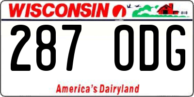 WI license plate 287ODG