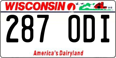 WI license plate 287ODI