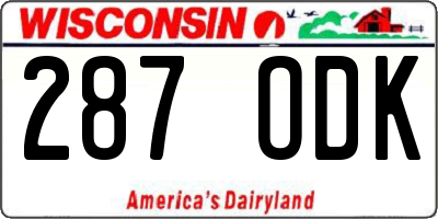 WI license plate 287ODK