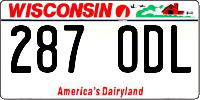 WI license plate 287ODL