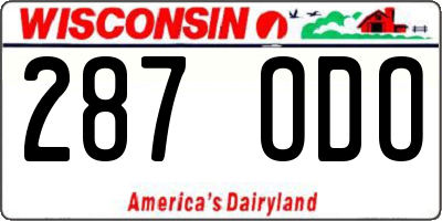 WI license plate 287ODO