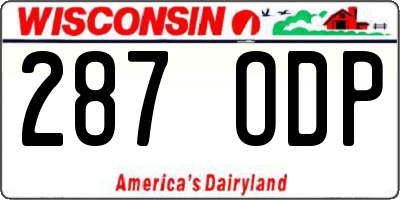WI license plate 287ODP