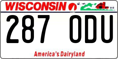 WI license plate 287ODU