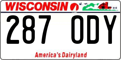 WI license plate 287ODY