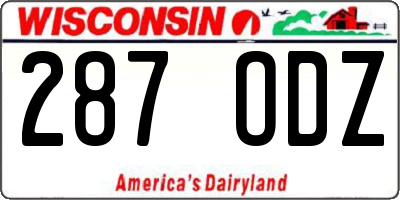 WI license plate 287ODZ