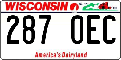 WI license plate 287OEC