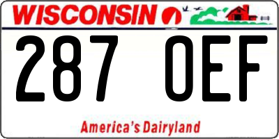 WI license plate 287OEF