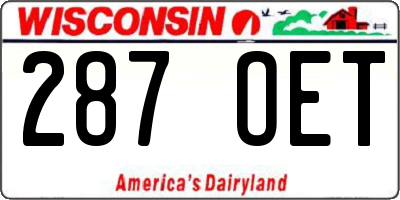 WI license plate 287OET