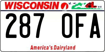 WI license plate 287OFA