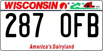 WI license plate 287OFB