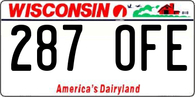WI license plate 287OFE