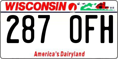 WI license plate 287OFH
