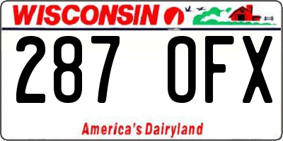 WI license plate 287OFX