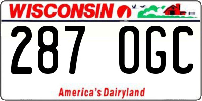 WI license plate 287OGC