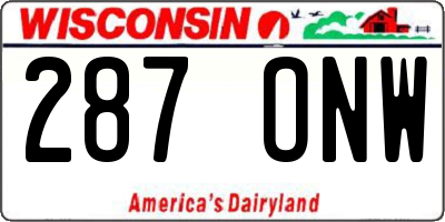 WI license plate 287ONW