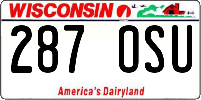WI license plate 287OSU