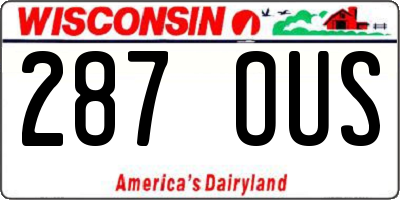 WI license plate 287OUS