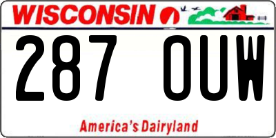 WI license plate 287OUW