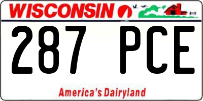 WI license plate 287PCE
