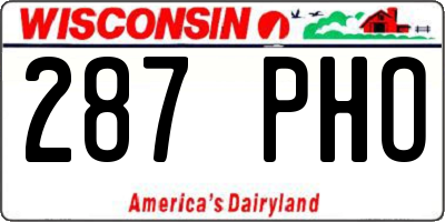 WI license plate 287PHO
