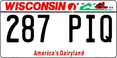 WI license plate 287PIQ
