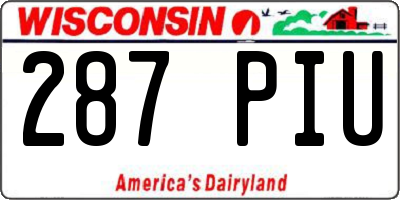 WI license plate 287PIU