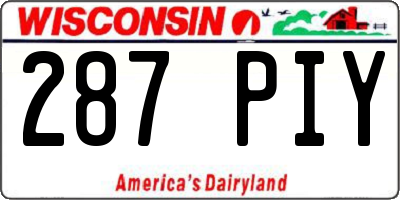 WI license plate 287PIY