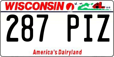 WI license plate 287PIZ