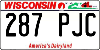 WI license plate 287PJC