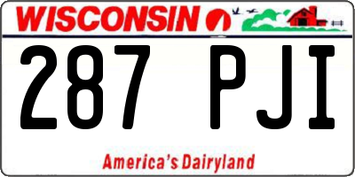 WI license plate 287PJI