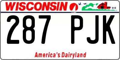 WI license plate 287PJK