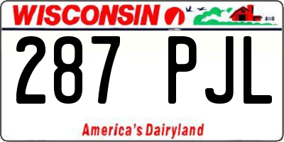 WI license plate 287PJL