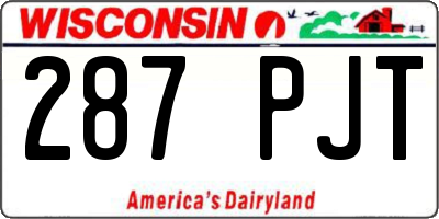 WI license plate 287PJT