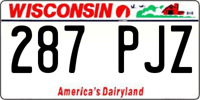 WI license plate 287PJZ
