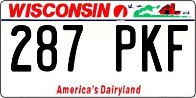 WI license plate 287PKF