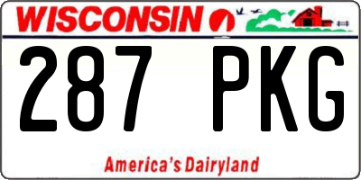 WI license plate 287PKG
