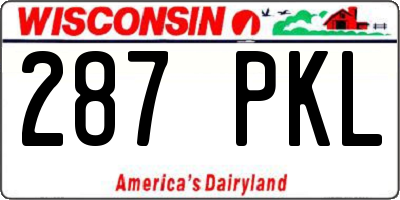 WI license plate 287PKL