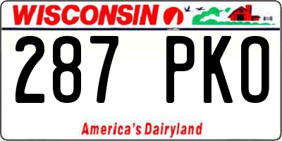WI license plate 287PKO