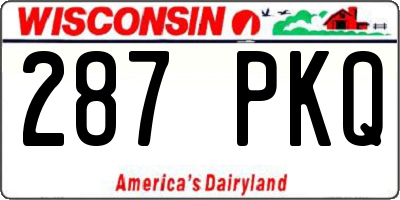 WI license plate 287PKQ