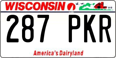 WI license plate 287PKR