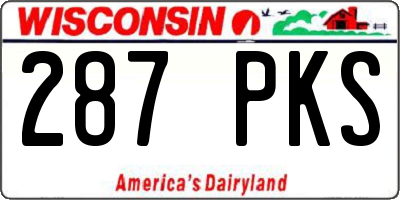 WI license plate 287PKS
