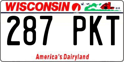 WI license plate 287PKT
