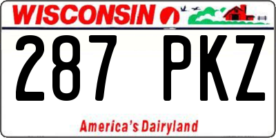 WI license plate 287PKZ
