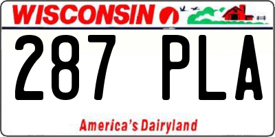 WI license plate 287PLA