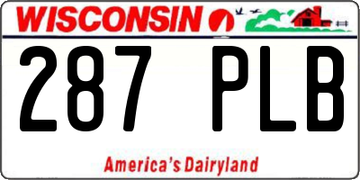 WI license plate 287PLB