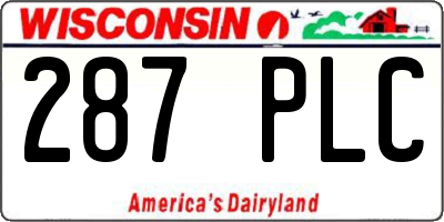 WI license plate 287PLC